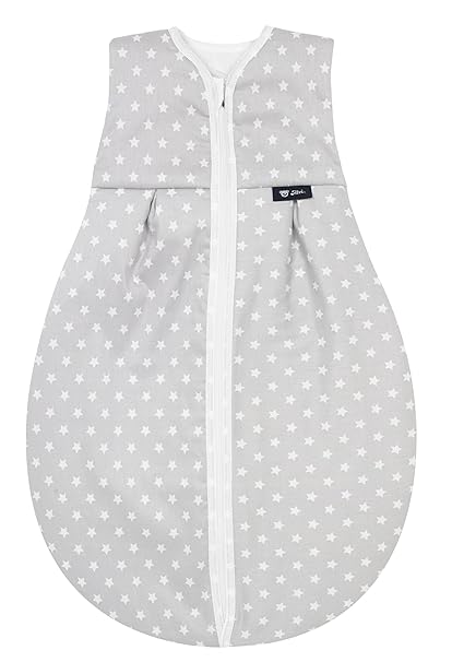 Alvi Kugelschlafsack Thermo | Baby-Schlafsack ärmellos, Größe:90, Design:kleiner Stern grau