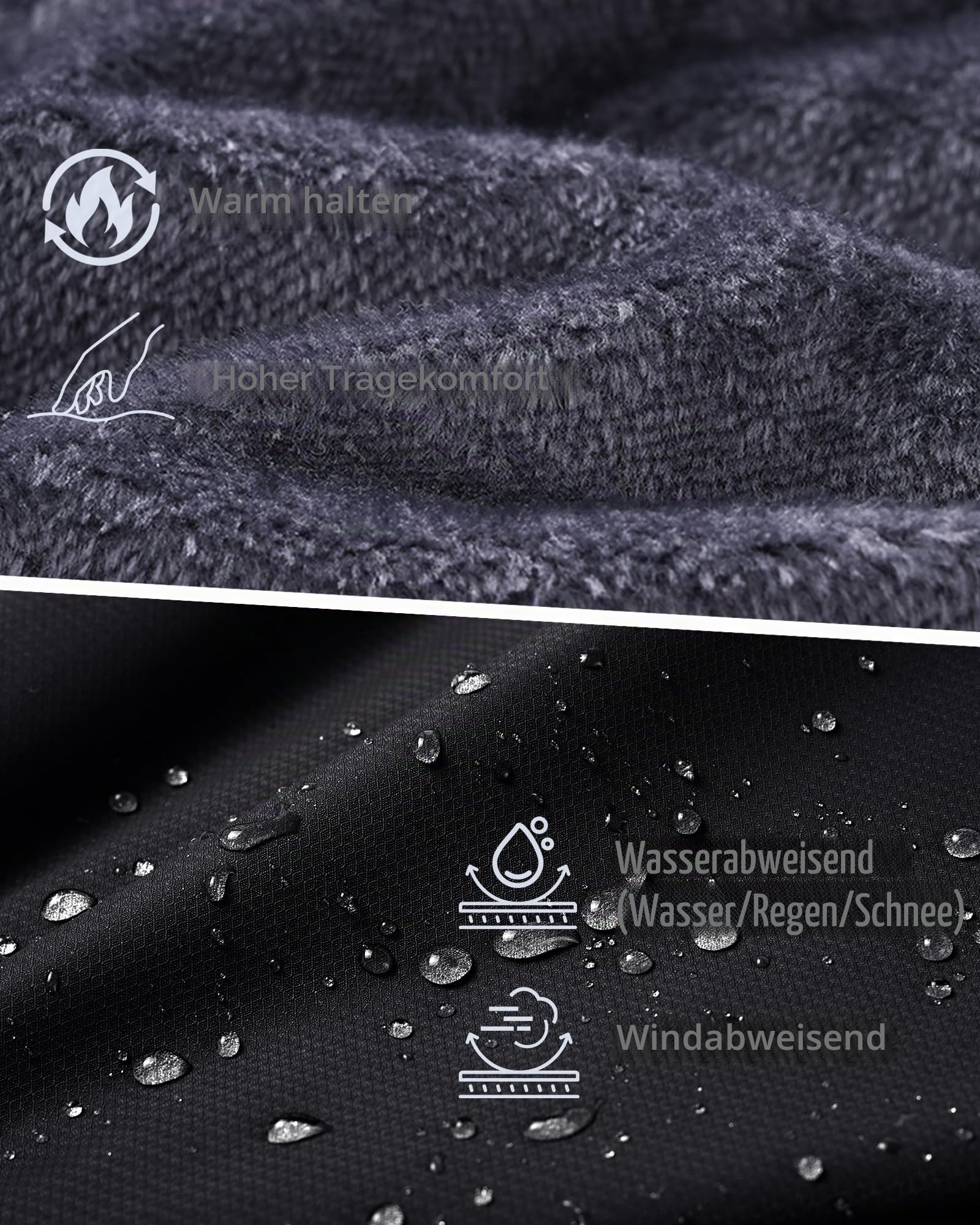 Tansozer Herren Winterjacke Winddicht Atmungsaktiv Wasserabweisend Gefüttert Wander Regenjacke, Schwarz, L 4