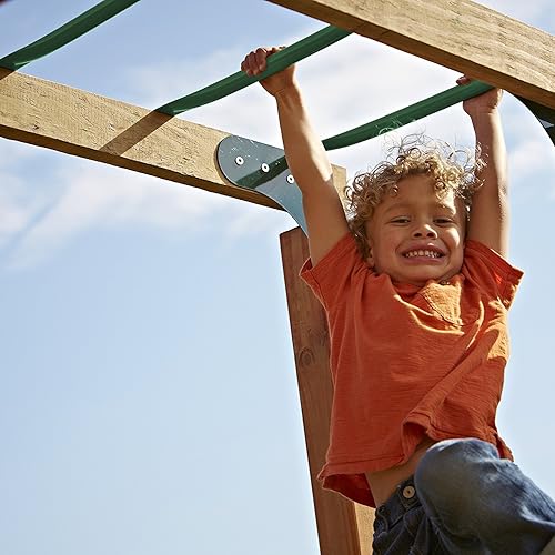 Metal Monkey Bars by Swing-N-Slide Rebo Green Metal Swing w⁄ 6ft Slide \u0026 Monkey Bars