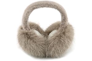 WATAME Earmuffs for Women Girls Faux Fur Fuzzy Headband Foldable Ear Covers Cold Weather Accessory