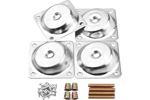 ANWENK 14 Degree Angled Leg Mounting Plates Furniture Table Leg Attachment Plates Brackets T-Plate M8 Sofa Legs with Hanger Bolts,Converters, Screws,Full Set of 4