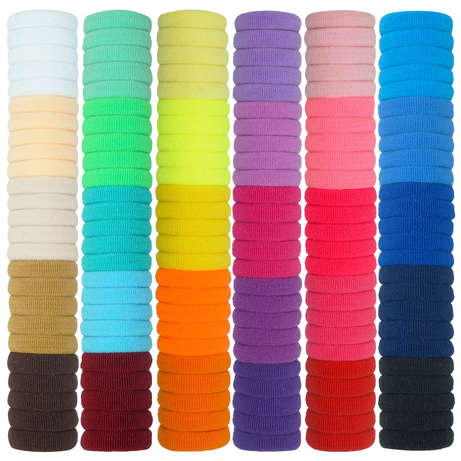 JOYOYO 300 Pcs Small Size Cotton Hair Bands 20mm Baby Girl Hair Bobbles - Elastic Seamless Baby Hair Ties Candy Colors