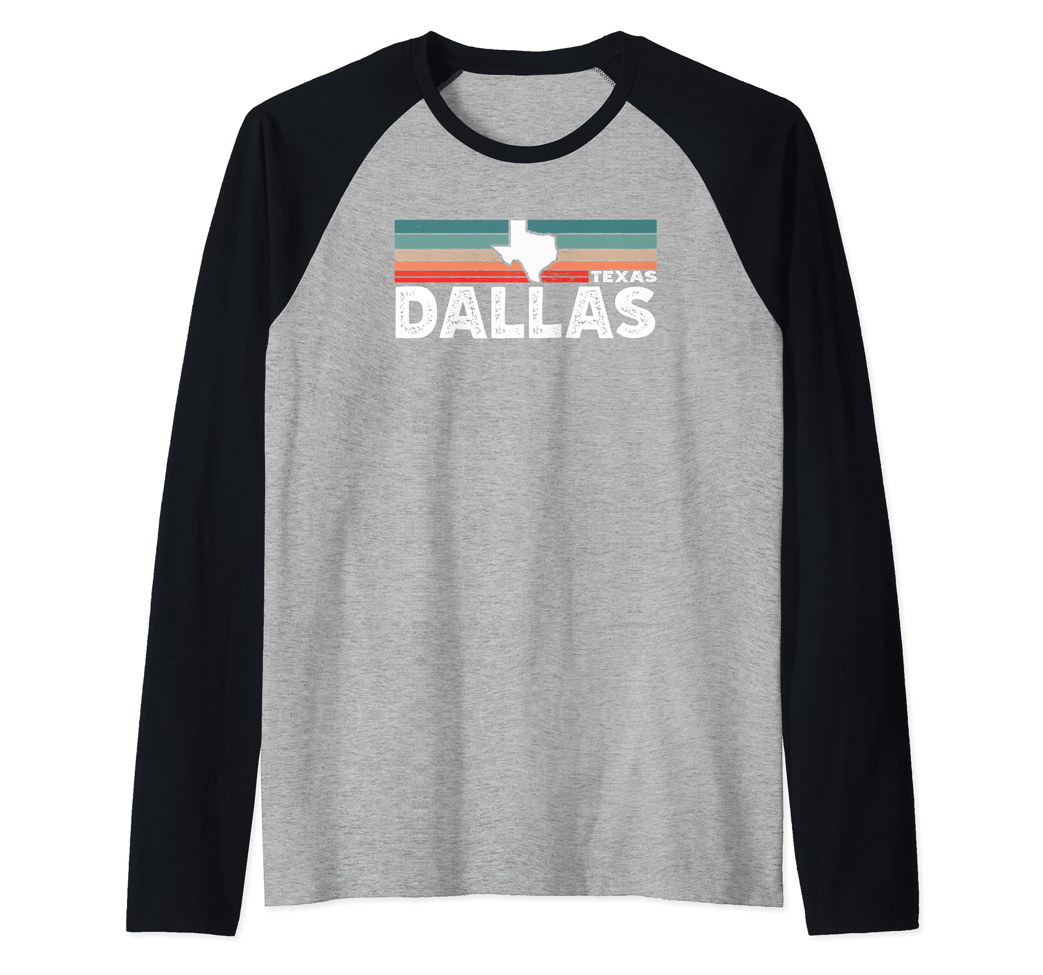 Vintage Retro Dallas TX Tourist Native Texas State Raglan Baseball Tee