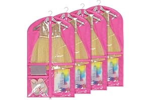 KEEGH Dance Costume Bags Garment Bag 40 Inch Hanging Clothes for Dance Competitions, with 3 Medium Clear Zipper Pockets for D