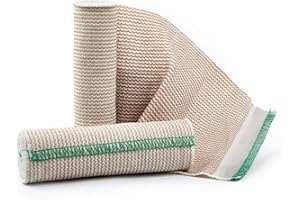 D&H Medical Elastic Bandage Wrap-2 Pack Premium Elastic Bandages with Velcro Closure-(4 Inch x 4.6 Meter),Compression Bandage for Wrist, Calf, Ankle, Foot