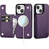 SkyEagle for iPhone 13 Wallet Case with Card Holder Compatible with Magsafe Kickstand RFID Blocking Flip Cover Credit Card Slots PU Leather Men Women Phone Case for Apple 13 6.1",Purple