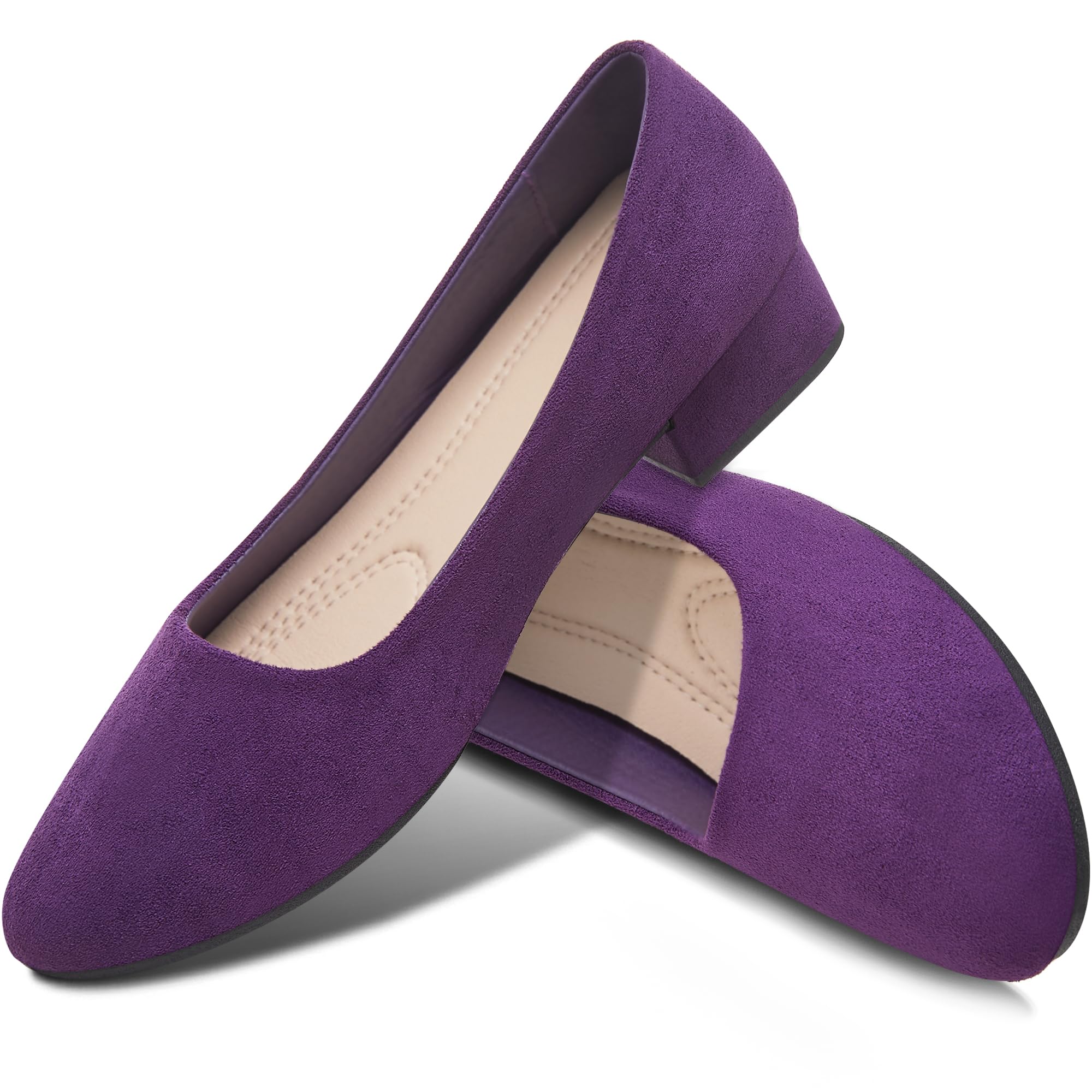 Photo 1 of AISFAES Women Pumps Low Chunky Rounded Toe Heels Healed Dress Pumps Elegant Wedges Working Shoes(Purple,US10)