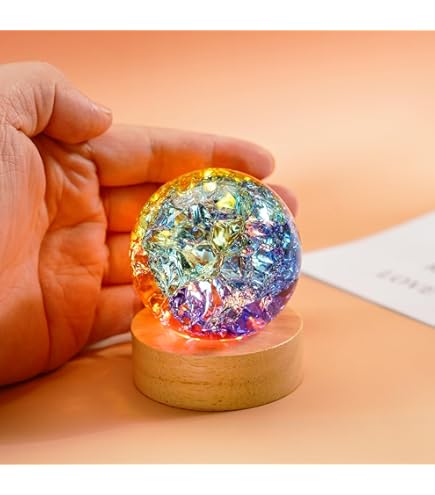Amazon.com: ECYC 透明玻璃水晶球魔法天然水晶球石英療癒球攝影道具