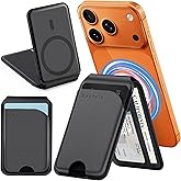 Spotelo Magnetic Wallet for iPhone, Compatible with MagSafe Adjustable Stand Wallet, RIFD Blocking Leather Magnetic Card Holder for iPhone 17/16/15/14/13/12 Series, Not for iPhone 13/12 Mini(Black)