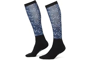 Kerrits Kids Dual Zone Equestrian Tall Boot Socks – Kids Knee-High Horse Riding Socks with Foot Cushion & Horse Print