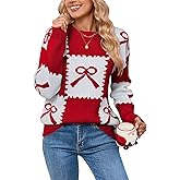 Alsol Lamesa Women's Pullover Sweaters Color Block Crew Neck Long Sleeve Casual Knit Sweater