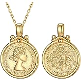 ChicSilver Coin Necklace Sterling Silver Vintage Round Circle Disc Dainty Coin Pendant Necklaces for Women