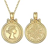 Gold Coin Pendant Necklaces,18K Gold Plated