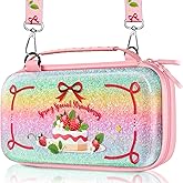 Gurgitat for Nintendo Switch 2 Carrying Case - Strawberry Cake Glittering Cute Kawaii with Handle and Strap for Switch 2 2025 Travel Cases Portable Storage Carry Protective Hard Shell for Girls Girly