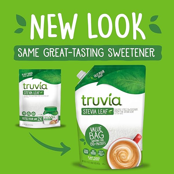 TRUVIA ORIGINAL CALORIE-FREE SWEETENER FROM THE STEVIA LEAF, 17 OUNCE REFILL BAG