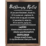 Wartter Rustic Bathroom Rules Sign ,Farmhouse Toilet Wall Decor,Funny Bathroom Wood Framed Wall Art Decorations(11.8x15.8in) 