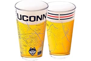 Greenline Goods University of Connecticut Pint Beer Glasses Set of 2 - Full Color Huskies Logo & Campus Map – UConn Huskies Gift Idea for College Grads & Alumni - College Glassware