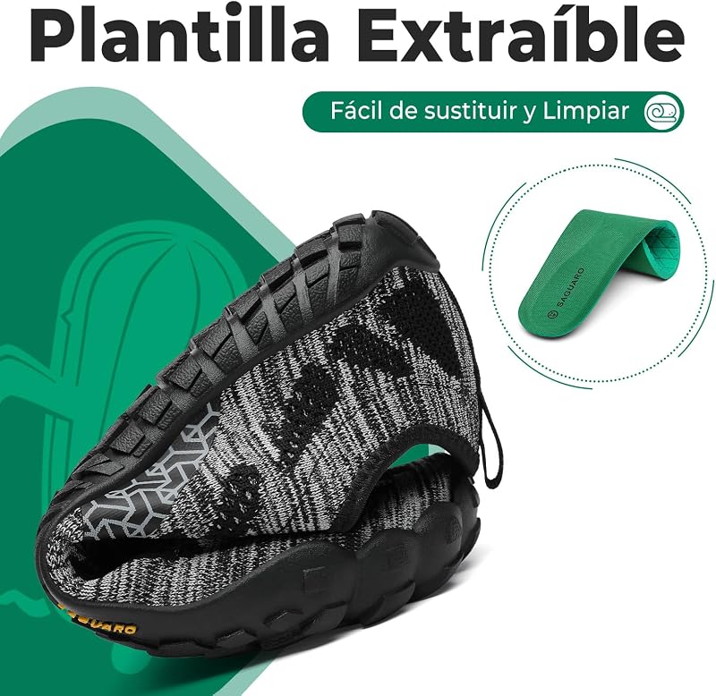 Barefoot Hombre Mujer Zapatillas Minimalistas Calzado Minimalistas Zapatillas de Trail Running Exterior Zapatos Barefoot Negro Humo,Gr.42