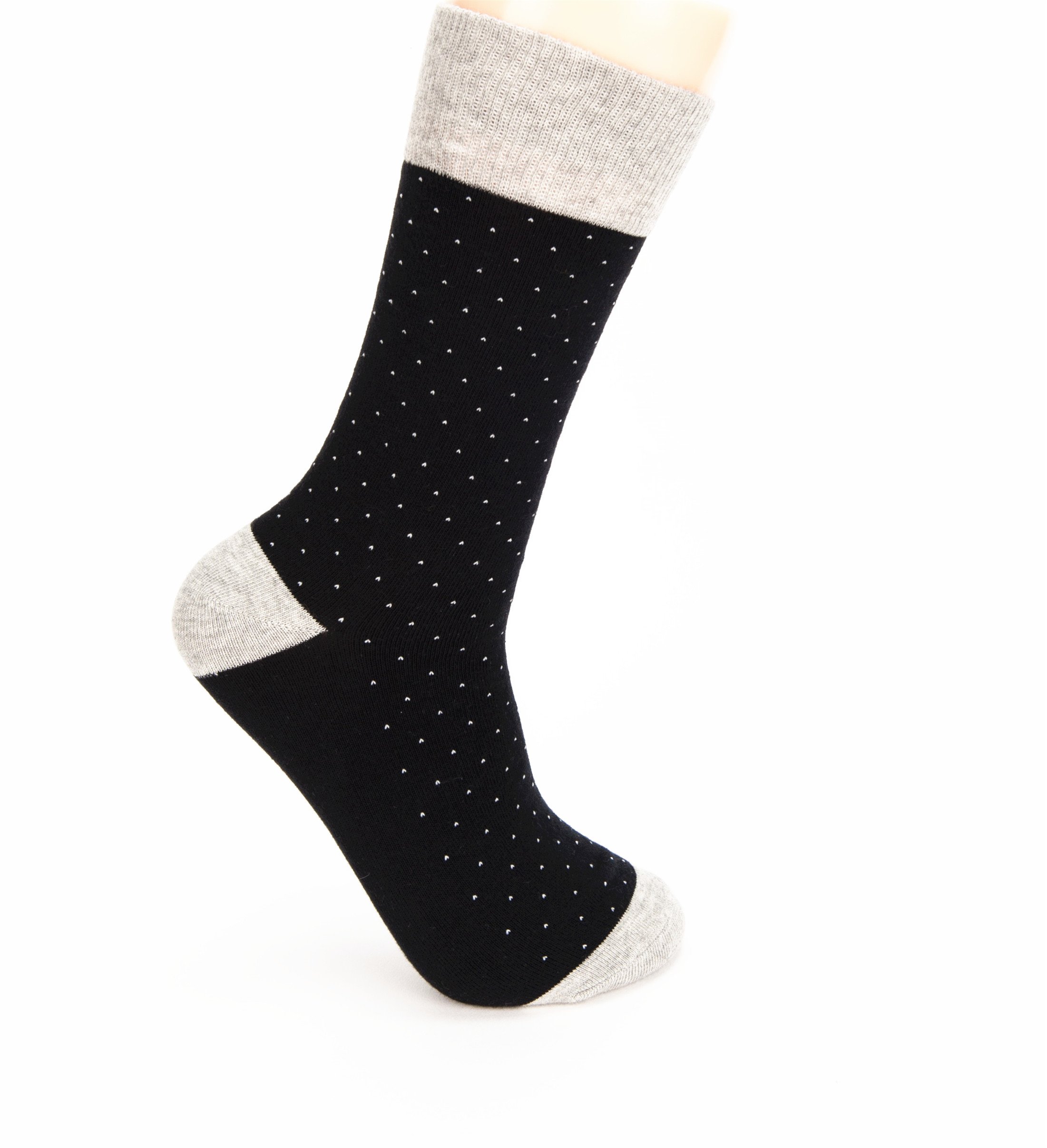 Hapyfost 6 Pack Men’s Socks Dots Crew Dress Socks, 10-13 (BLACK)