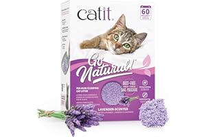 Catit - Go Natural Pea Husk Clumping Cat Litter - Lightweight, Dust Free, Easy Cleaning & Scooping, Flushable Kitty Litter with Odor Control & Subtle Fragrance - 12.3 Lbs, Lavender Scented