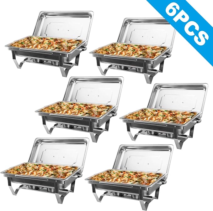 Lot De 2 Chauffe-Plats Ronds 9L Acier Inoxydable Doré - Parfait Buffets, Mariages Et Fêtes