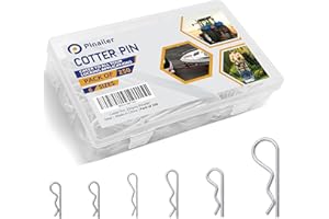 PINAILER 250 Pcs Cotter Pin Assortment Kit – Zinc Plated R Clip Stainless Steel Cotter Pins in 6 Different Sizes – Easy Installation & Tool Free Removal – Reusable Fastener for Hitch Pins, Machinery & Vehicle