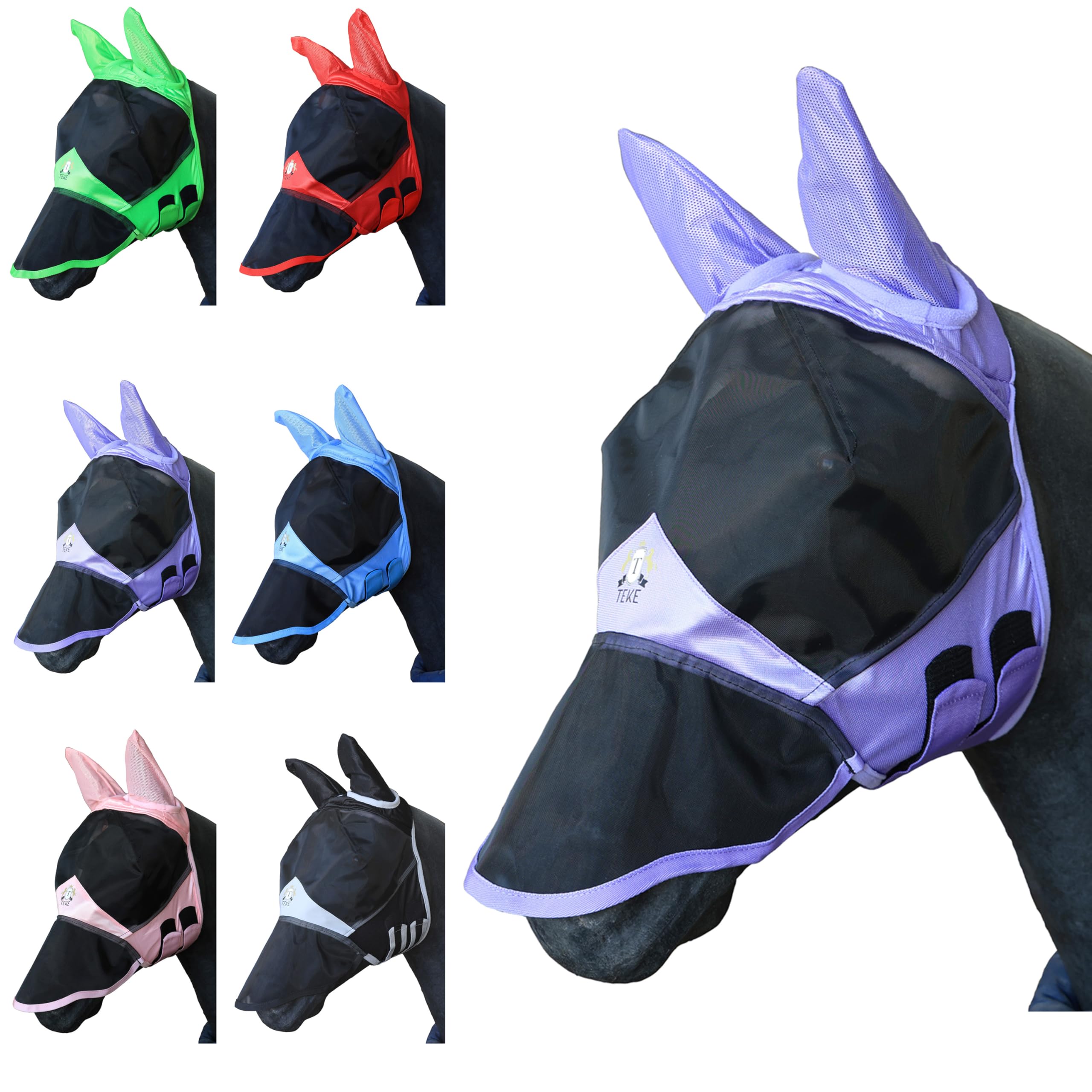 Photo 1 of T TEKE Fine Mesh Horse Fly Mask w/Ears & Nose, UV blocking 3D Eye Visor with extra fleece cushioned forehead, Protection from Insect Pests