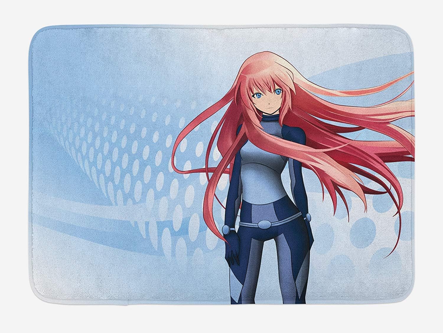 Amazon Com Taqats Anime Bath Mat Futuristic Manga Girl Science Fiction Doodle Effect Japanese Style Digital Art Print Plush Bathroom Decor Mat With Non Slip Backing 23 6 W X 15 7 W Inches