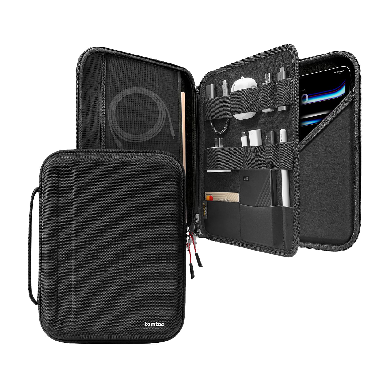 tomtoc Portfolio Tablet Case for 13-inch iPad Air 2026 (M4/M3/M2), iPad Pro 13-inch (M5/M4), 12.9-inch iPad Pro, Protective Sleeve with Accessories Pocket, Storage Carry Bag for Adapter/Magic Keyboard