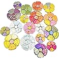 1.1 LB Random Iridescent Flower Ceramic Mosaic Tiles for DIY Crafts,3 Size Flowers Mosaic Pieces for Artwork,Photo Frames,Cups,Flower Pots,Fish Tank,Vases,Make Stepping Stones (Mix Color)