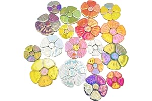 1.1 LB Random Iridescent Flower Ceramic Mosaic Tiles for DIY Crafts,3 Size Flowers Mosaic Pieces for Artwork,Photo Frames,Cup