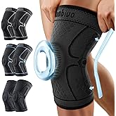CAMBIVO Knee Brace for Men & Women, 2 Pack Knee Compression Sleeve for Knee Pain Relief, Knee Brace with Side Stabilizers & P