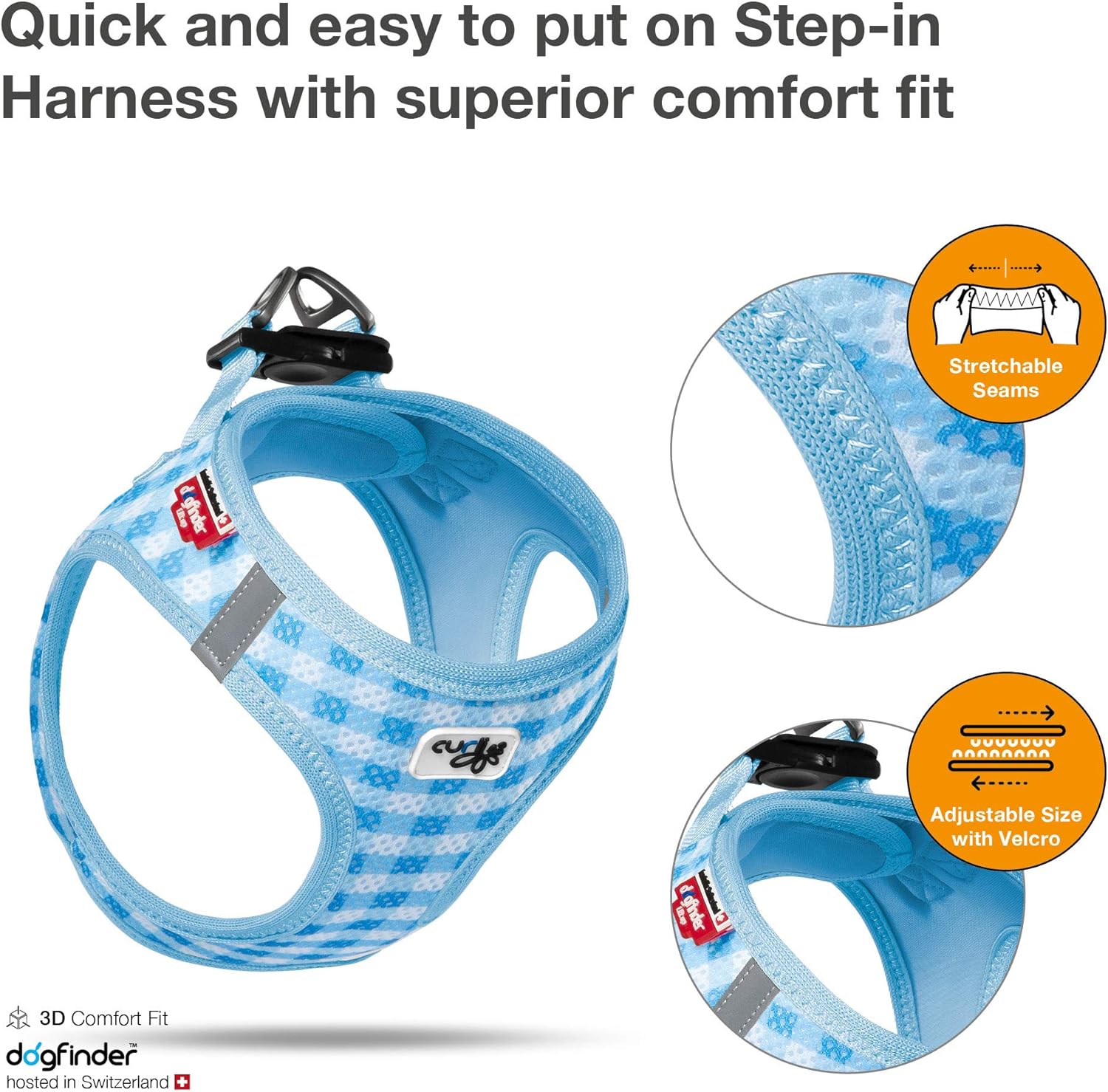 Vest Air-Mesh Skyblue-Caro 2XS & Leash M, 2XS/M - Image 3