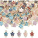 DICOSMETIC 100Pcs 5 Colors Flower Connector Charms Bulk Alloy Enamel Flower Charms with Double Loop Small Floral Links for DIY Crafts Bracelet Necklace Earring Jewelry Making