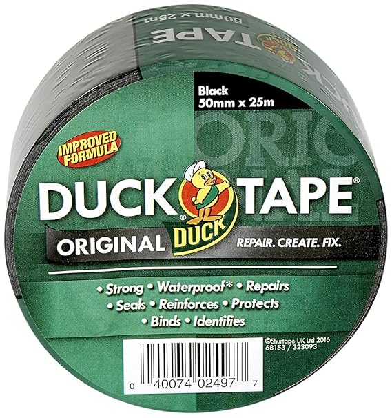 Duck Original Cloth Tape 50mm x 25m Black Amazon.co.uk DIY & Tools