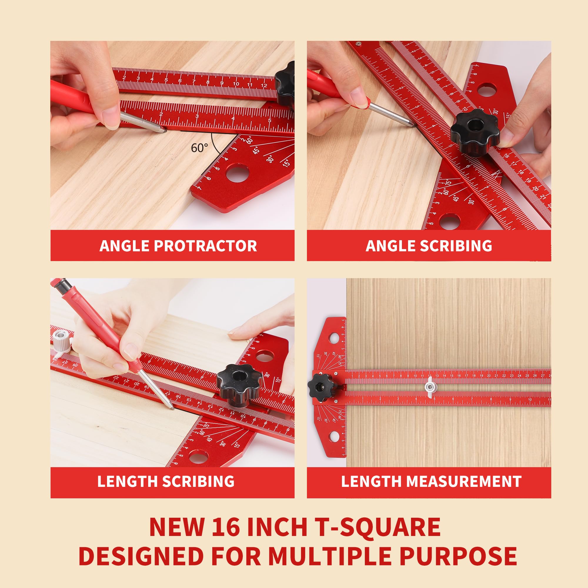 Mua 16 Inch Woodworking Scriber Marking Line Ruler, Aluminum Alloy ...