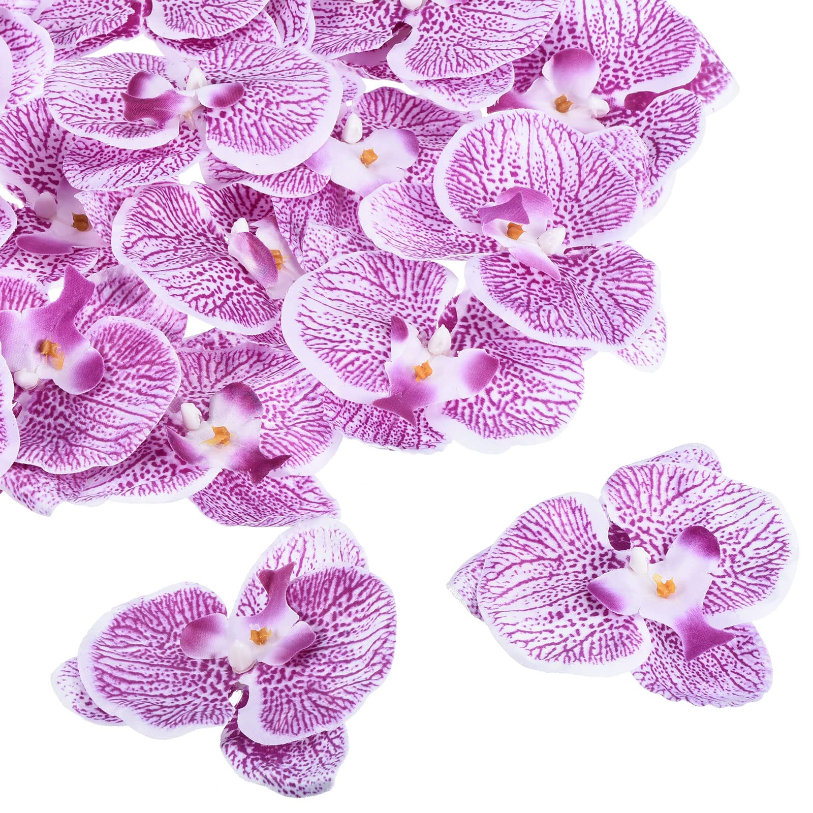 PATIKIL 3.9" Artificial Orchid Flower Heads, 20 Pack Silk Phalaenopsis Fake Butterfly Orchid Heads for Wedding Floral Bouquet Decor DIY Craft Making, Purple โ image 1
