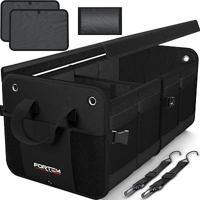 FORTEM Car Boot Organiser SUV Trunk Storage 65L Collapsible Multi Compartments