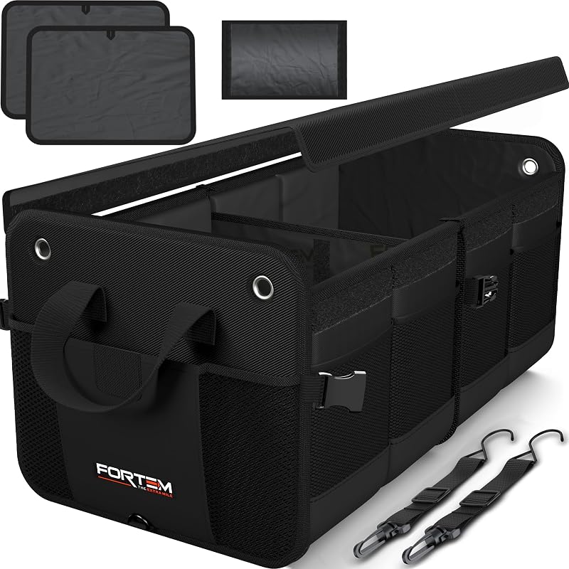 FORTEM Car Boot Organiser SUV Trunk Storage 65L Collapsible Multi Compartments