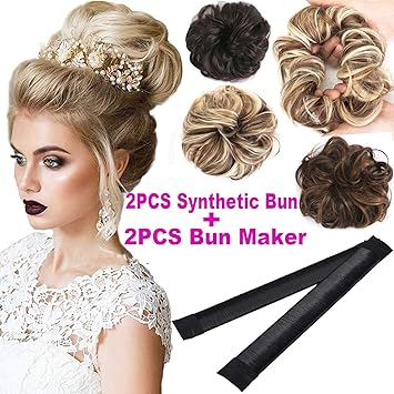 Amazon Com Sllie 2pcs Thick Hair Bun Extensions Messy Wavy Bun