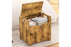 Aenuert Storage Chests & Trunks Brown Storage Chests, Small Cube Storage Box Organizer,Wooden Storage Bin With Handle For Store Toy Books Clothes,Small Square Nightstand For Entryway,Bedroom