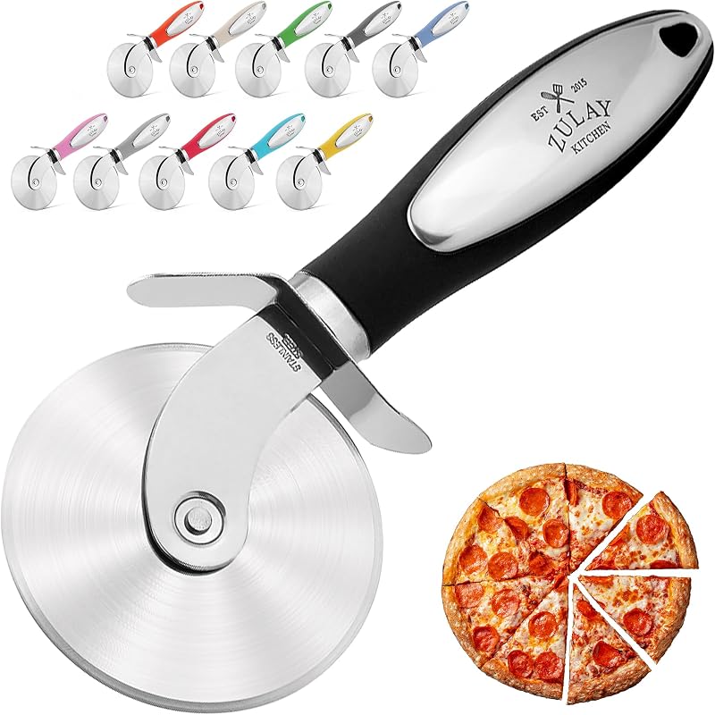 Zulay Kitchen Large Pizza Cutter Wheel Premium Stainless Steel Non-Slip Handle