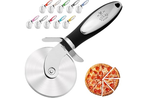 Zulay Kitchen Premium Pizza Cutter - Durable Stainless Steel Pizza Cutter Wheel - Easy-to-Clean, Easy-to-Use Pizza Slicer - S