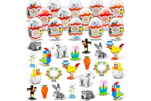 BICMAN 28Pcs Prefilled Easter Eggs Building Block Toys,Cute Mini Building for Kids,Easter Basket Stuffers Gifts in Surprise Eggs,Easter Egg Hunt,Party Favors