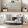 Harper & Bright Designs Full Size Murphy Bed with USB Ports and Drawer, Wall Bed for Bedroom Guest Room, Gray