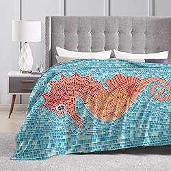 Duduho Seahorse Bed Blanket Ultra Soft Ocean Theme