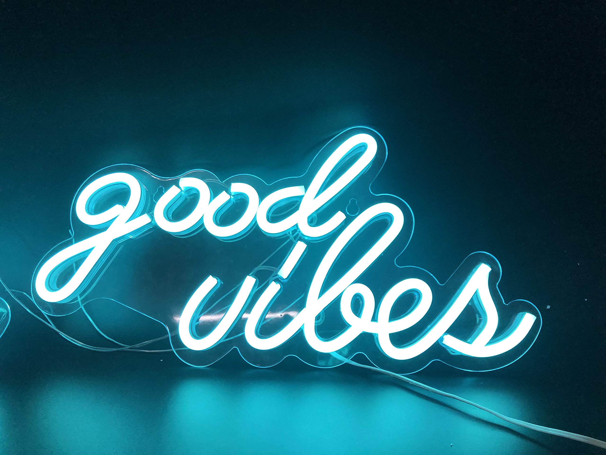 Neon Light Sign LED Good Vibes Night Lights USB Operated Decorative Marquee Sign Bar Pub Store Club Garage Home Party Decor