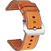 Hemsut Genuine Leather Watch Band, Retro Vintage 20 22 24 26mm Handmade Replacement Leather Watch Strap for Men and Women