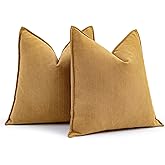 MIULEE Pack of 2 Mustard Yellow Decorative Pillow Covers 20x20 Inch Soft Chenille Luxurious Couch Throw Pillows Farmhouse Cushion Covers with Elegant Design for Sofa Bedroom Living Room Spring Decor