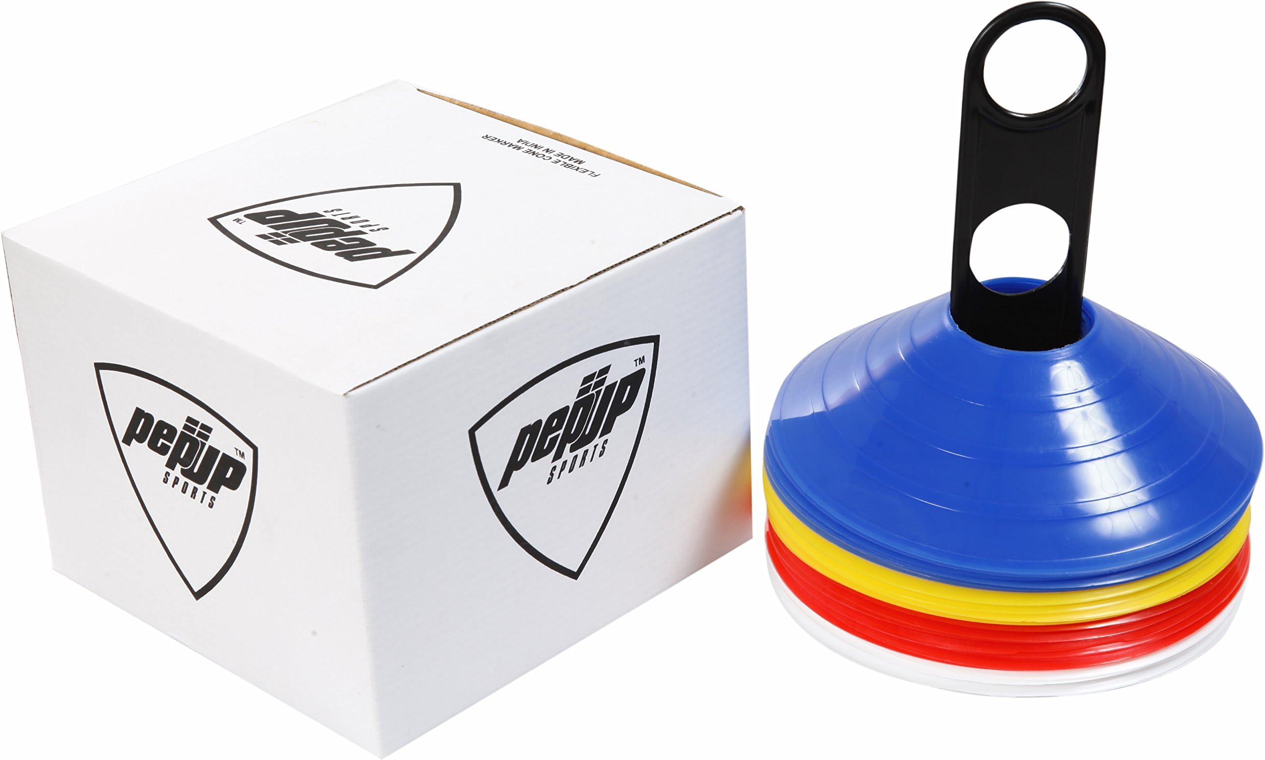 Pepup Saucer Cone Marker with plastic stand (Set of 40), 8" diameter 2" height, Multicolor